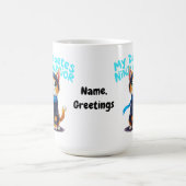 かわいい糖尿病忍者戦士猫の認識デザイン コーヒーマグカップ (中央)