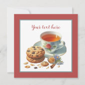 かわいい紅茶とクッキーのパーティー 招待状 (正面)