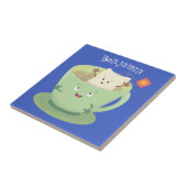 かわいい紅茶カップの漫画キャラクター タイル (側面)