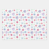 かわいい紅茶パーティーとコーヒーのパターン ラッピングペーパーシート (正面3)