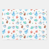 かわいい紅茶パーティーとコーヒーのパターン ラッピングペーパーシート (正面2)