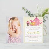かわいい紅茶パーティーキッズフォト誕生日招待状 招待状 (スタンド正面)