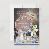 かわいい紅茶パーティー誕生日パーティーの招待状 招待状 (正面)