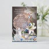 かわいい紅茶パーティー誕生日パーティーの招待状 招待状 (スタンド正面)