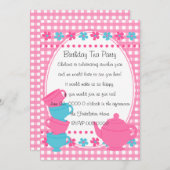 かわいい紅茶パーティー 招待状 (正面/裏面)