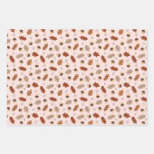 かわいい紅葉とナットのパターン ラッピングペーパーシート (正面2)