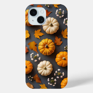 かわいい紅葉と花 iPhone 15ケース