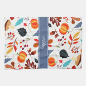 かわいい紅葉カボチャ柄&あなたの名前 キッチンタオル (横)