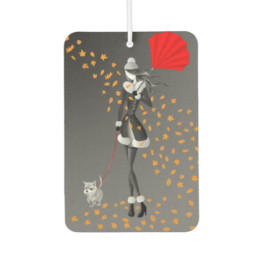 かわいい紅葉ドッグウォーカー カーエアーフレッシュナー (正面)