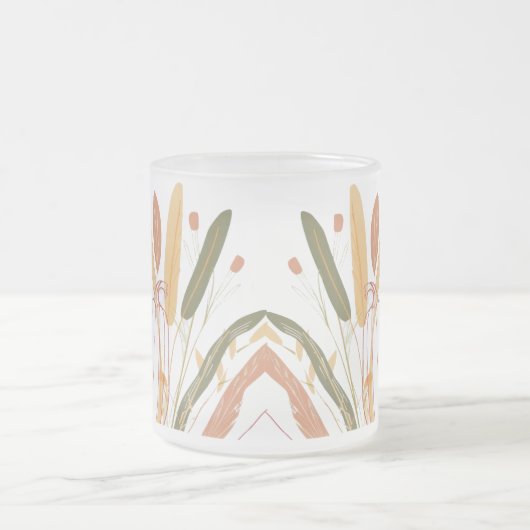 かわいい紅葉パターン フロストグラスマグカップ (中央)