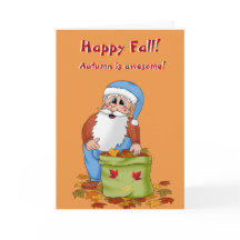 かわいい紅葉秋サンタカード