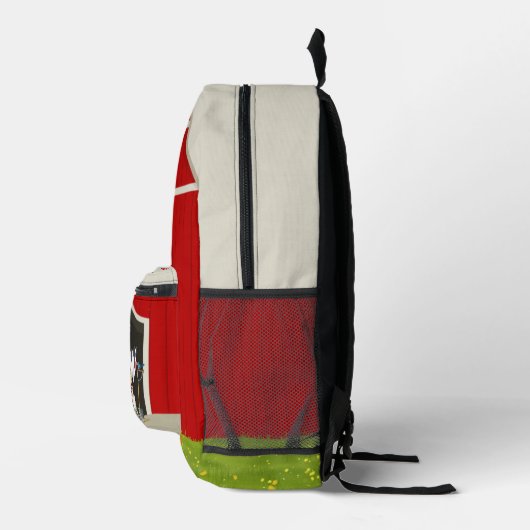 かわいい納屋と家畜 プリントバックパック (右)