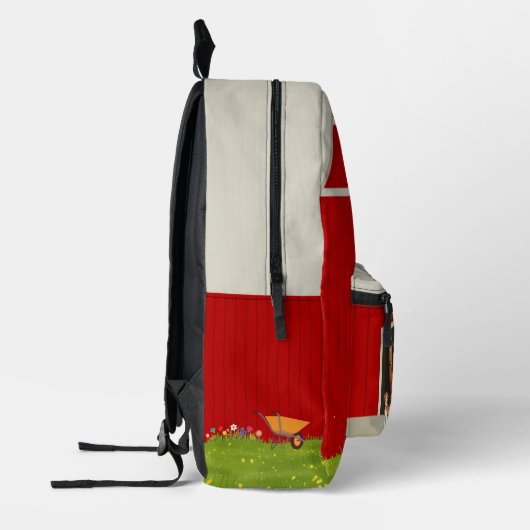 かわいい納屋と家畜 プリントバックパック (左)