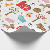 かわいい納屋と農畜動物ラッピング紙 ラッピングペーパー (角)