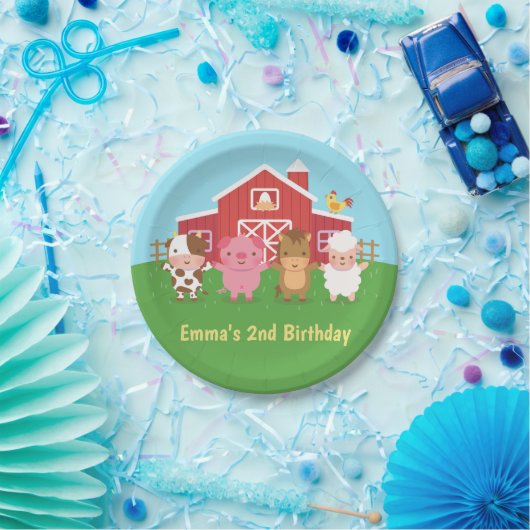 かわいい納屋の動物たちが子ども向けのパーティー ペーパープレート (パーティー)