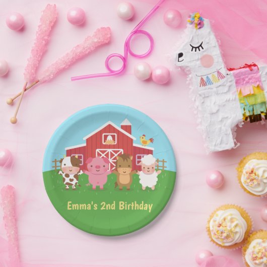 かわいい納屋の動物たちが子ども向けのパーティー ペーパープレート (パーティー)