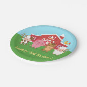 かわいい納屋の動物たちが子ども向けのパーティー ペーパープレート (アングル)