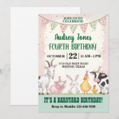 かわいい納屋の誕生日 招待状 (正面/裏面)