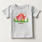 かわいい納屋の農場の動物 赤ちゃん ベビーTシャツ (正面)
