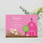 かわいい納屋ヤードの家畜の誕生会の招待 招待状 (スタンド正面)