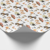 かわいい納屋周囲の庭の家畜|背景色 ラッピングペーパー (角)