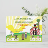 かわいい納屋周囲の庭ファーム動物子供の誕生日 招待状 (スタンド正面)