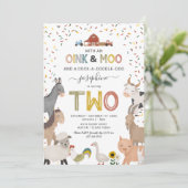 かわいい納屋周囲の庭ファーム2nd誕生日招待状 招待状 (スタンド正面)