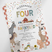かわいい納屋周囲の庭ファーム4th誕生日招待状 招待状