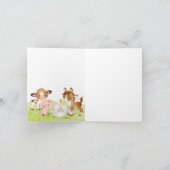 かわいい納屋周囲の庭フレンズ赤ちゃんシャワーありがとう サンキューカード (内部)