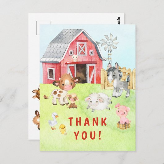 かわいい納屋周囲の庭フレンズ赤ちゃんシャワーありがとう ポストカード (正面/裏面)