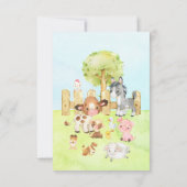 かわいい納屋周囲の庭フレンズ赤ちゃんシャワーおむつラッフル 招待状 (裏面)