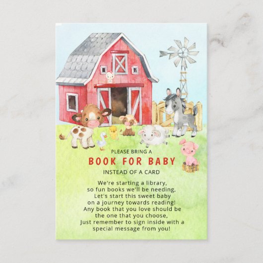 かわいい納屋周囲の庭フレンズ赤ちゃんシャワー エンクロージャーカード (正面)