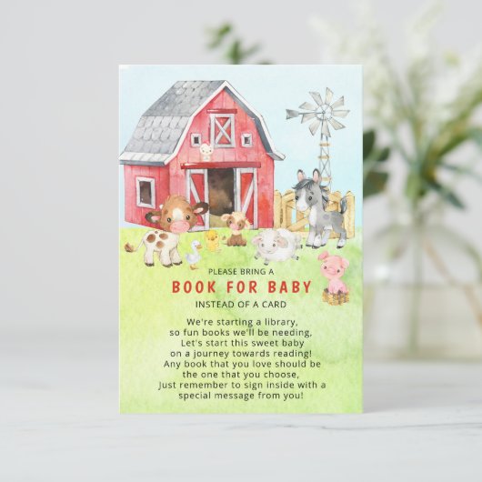 かわいい納屋周囲の庭フレンズ赤ちゃんシャワー エンクロージャーカード (スタンド正面)