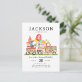 かわいい納屋周囲の庭動物トラックキッズファーム誕生日 ポストカード (スタンド正面)