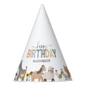 かわいい納屋周囲の庭動物誕生日 パーティーハット (正面)