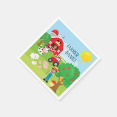 かわいい納屋周囲の庭動物,農家,トラクター誕生日 スタンダードカクテルナプキン (角)