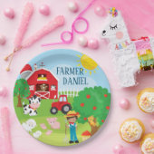 かわいい納屋周囲の庭動物，農家，トラクター誕生日 ペーパープレート (パーティー)