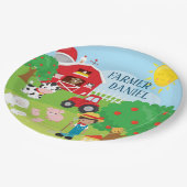 かわいい納屋周囲の庭動物，農家，トラクター誕生日 ペーパープレート (アングル)