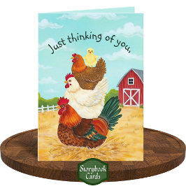 かわいい納屋周囲の庭考えチキンズスタック カード