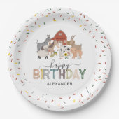 かわいい納屋周囲の庭誕生会 ペーパープレート (正面)