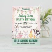 かわいい納屋周囲の庭誕生日 招待状 (スタンド正面)