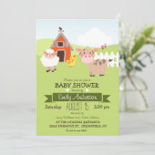 かわいい納屋&農業動物,農家テーマベビーシャワー 招待状 (スタンド正面)