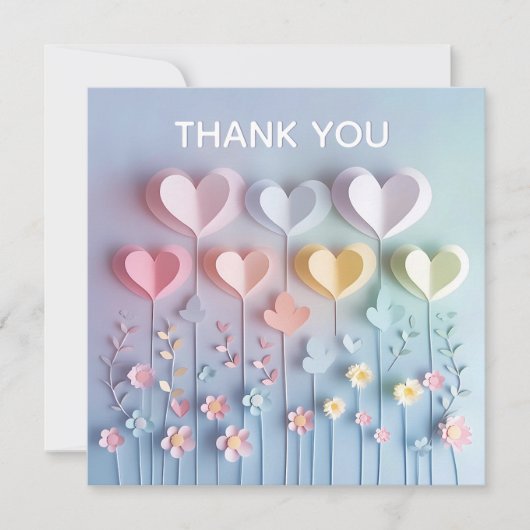 かわいい紙ハートと花ありがとう (正面)