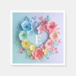 かわいい紙ハート，花，蝶 スタンダードカクテルナプキン