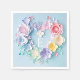 かわいい紙ハート，花，蝶 スタンダードカクテルナプキン