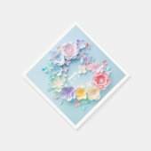 かわいい紙ハート,花,蝶 スタンダードカクテルナプキン (角)