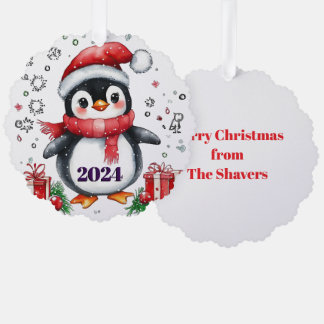 かわいい紙ペンギン注文カパーソナライズされたード オーナメントカード