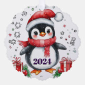 かわいい紙ペンギン注文カパーソナライズされたード オーナメントカード (正面)