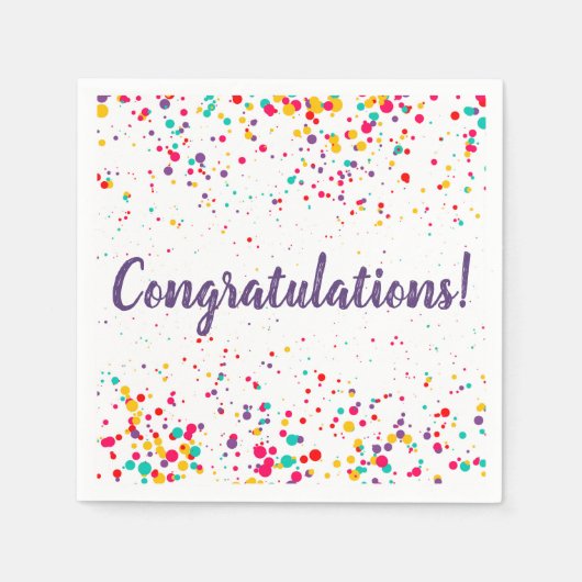 かわいい紙吹雪卒業ナプキン スタンダードカクテルナプキン (正面)