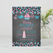 かわいい紙吹雪航海のガールベビーシャワー招待状 招待状 (スタンド正面)